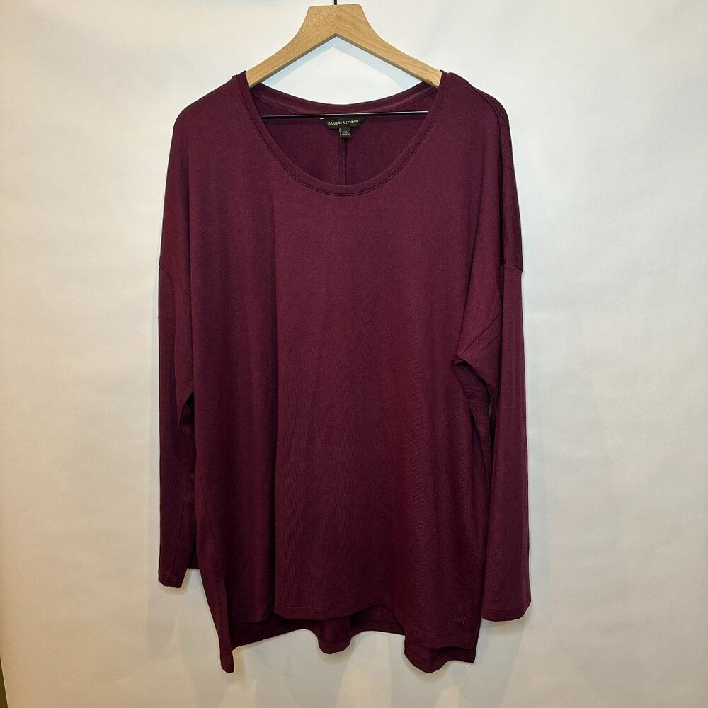 Banana republic scoop neck, lightweight tunic sweater, burgundy, XXL